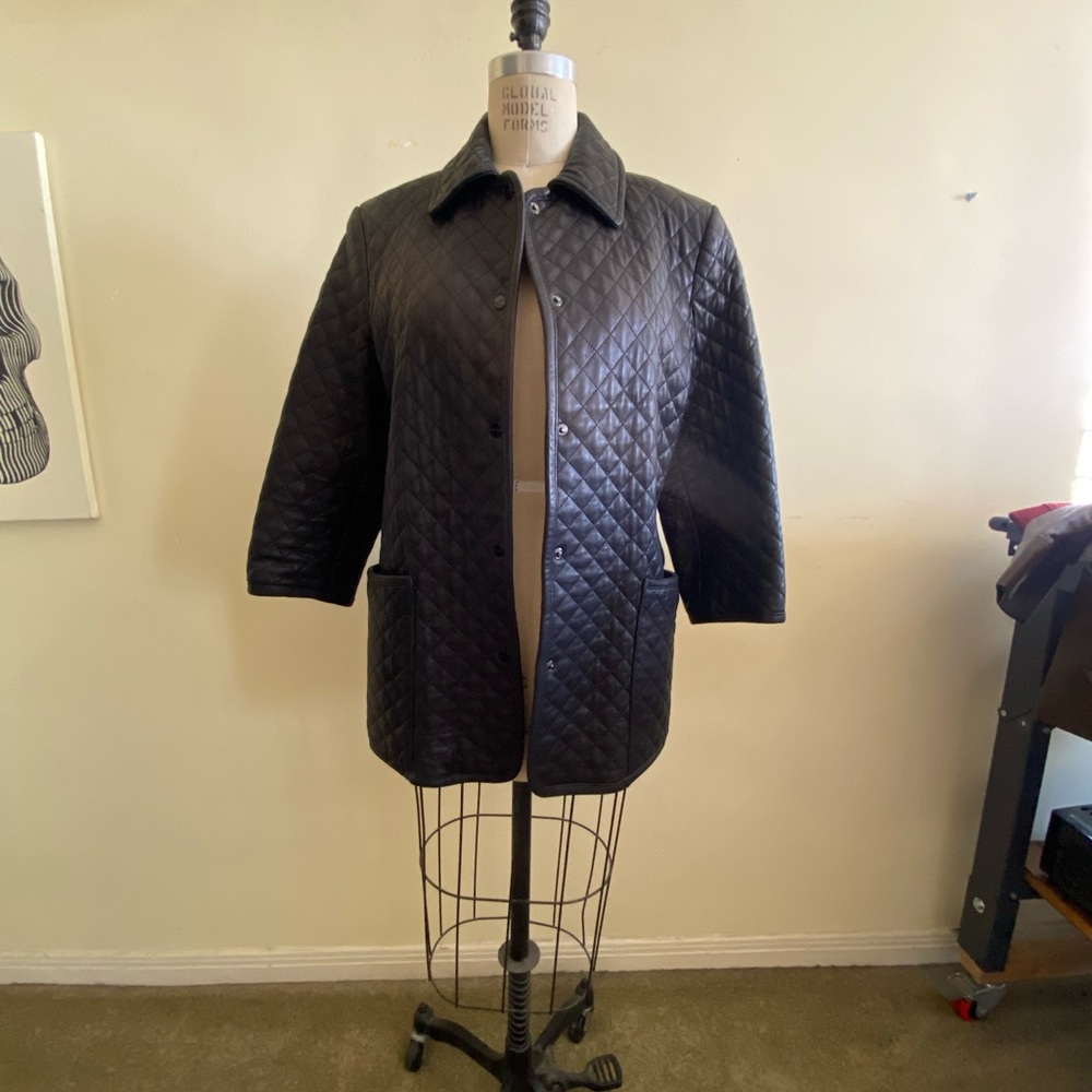 Dana Buchman Black Quilted Coat